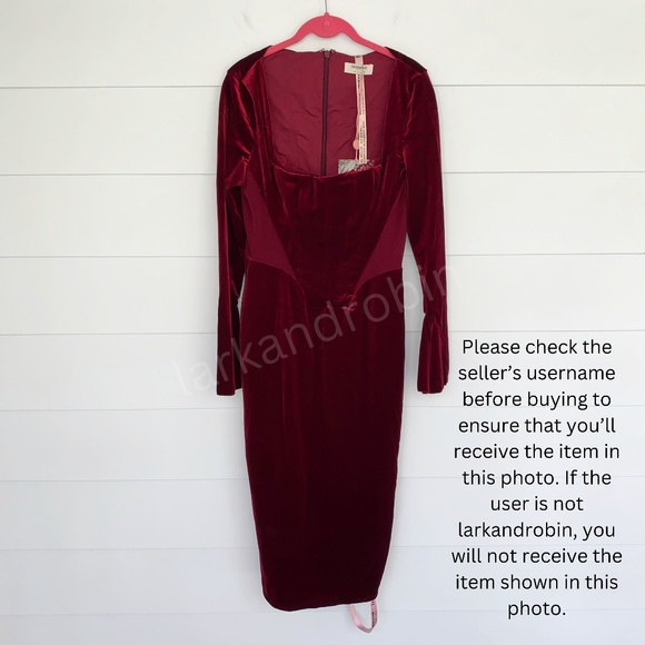 NEW House of CB Solaine Velvet Dress Wine Large - Picture 14 of 17